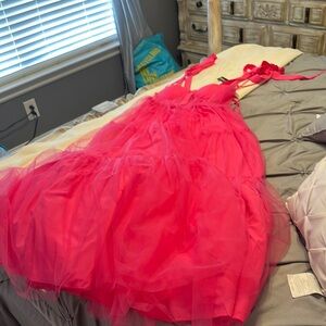 Ina hot pink Sleeveless Halter Maxi Dress